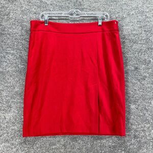 Cache Skirt Women 14 Red A-Line Midi Zipper Mid Rise Lined Rayon Casual Solid